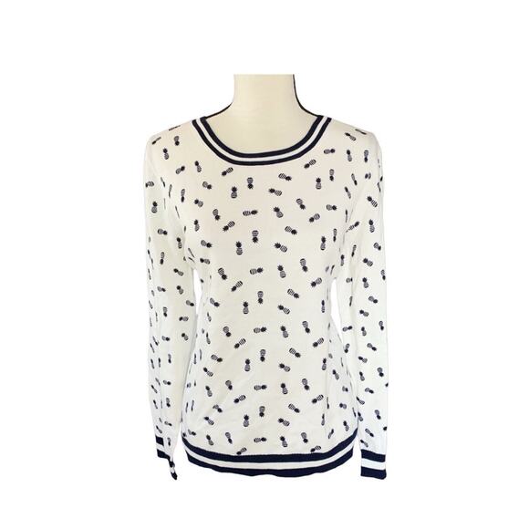 J.CREW Sweaters - J. CREW Cotton Women’s XS Crew Neck Sweater Pineapple Print Prep Golf Cruise